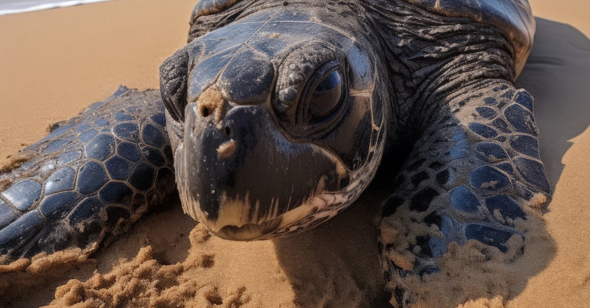 leatherback turtle at beach