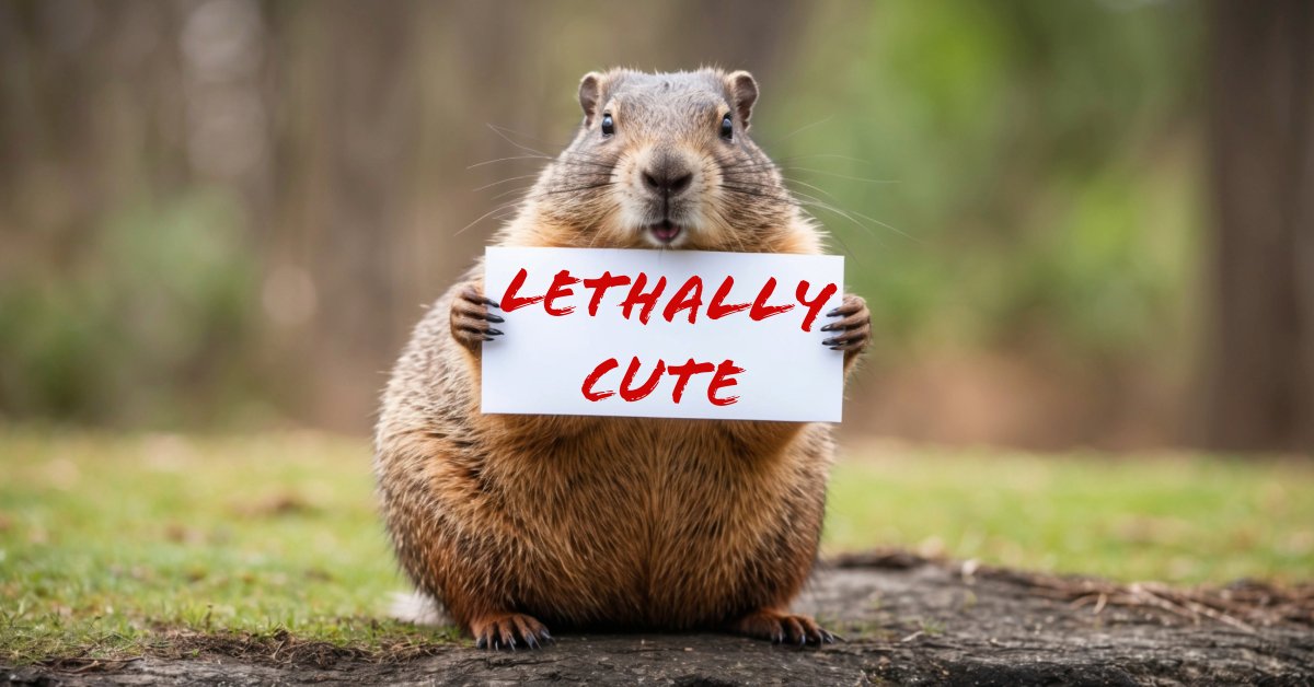 Beaver holding a sign